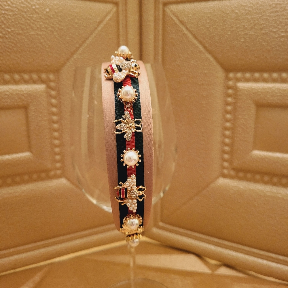 Designer Inspired Tan Embellished Headband. FINAL PRICE